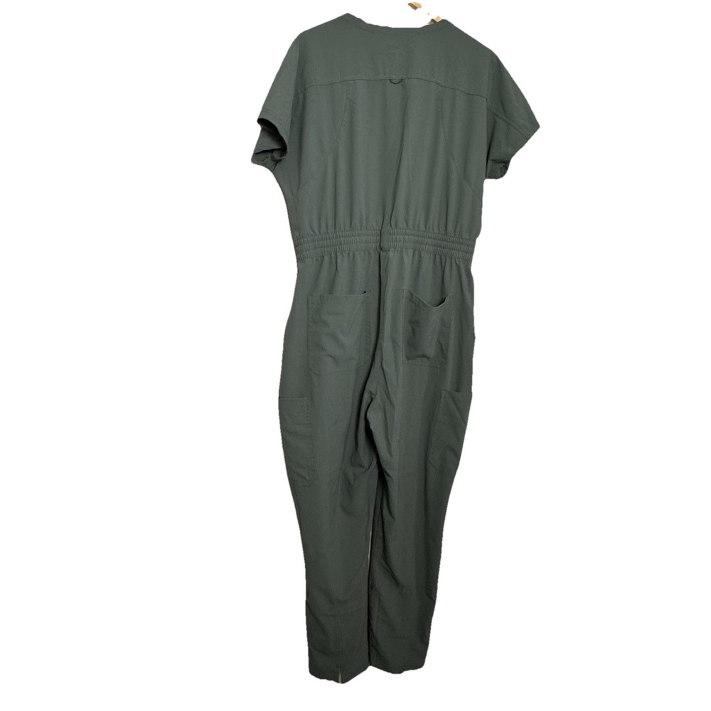 WonderWink Renew Women's Large Jumpsuit 7 Pocket V-Neck Stretch Cargo In Olive - Picture 12 of 16